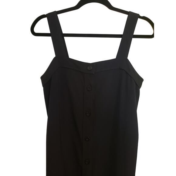 Everlane Black Japanese Goweave Picnic Midi Dress Button Front Size 6 Pockets - Picture 3 of 9